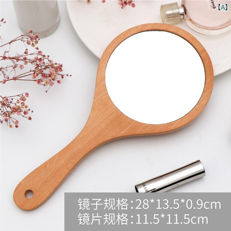 手鏡 コンパクト 美容院の な 手持ち 化粧 鏡 刺繍 歯科 顔 相談 木製 ハンドル ドレッシング ミラー ..