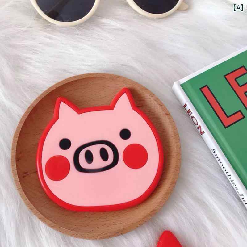 手鏡 コンパクト かわいい ピンクの ポータブル 小型 ミラー 子供用 シリコン 落下 防止 ベビー ハンドヘルド メイクアップミラー