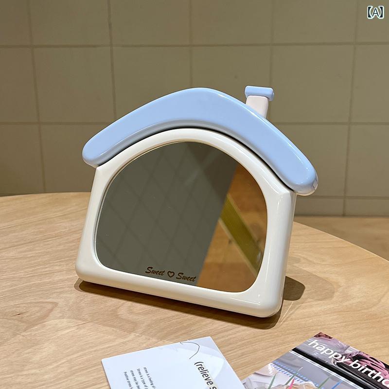 手鏡 コンパクト 小さい 家の 化粧 鏡 デスク トップ トップは スタンドまたは ハングアップ する ことが できます 手持ち ポータブル 寮 ホーム ミニ高 解像度 ミラー