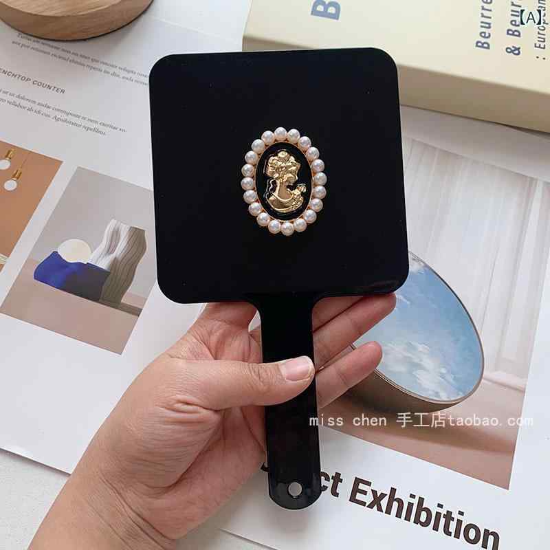 手鏡 コンパクト 大型 美容 ミラー 高 価値 ハンドル 化粧 鏡 女子 寮 美容院 手持ち 小型 HD