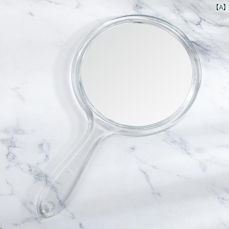 手鏡 コンパクト 透明な 手持ち 化粧 鏡 シンプル 両面 女子 学生 ポータブル 小型 ミラー ハンドル