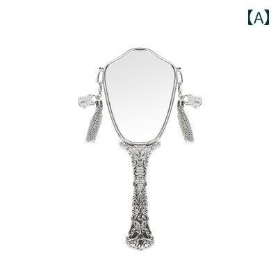 手鏡 コンパクト 冬 雪 ミカの 手持ち 折りたたみ タッセル 防水 化粧 鏡 クリア プリンセス レトロ