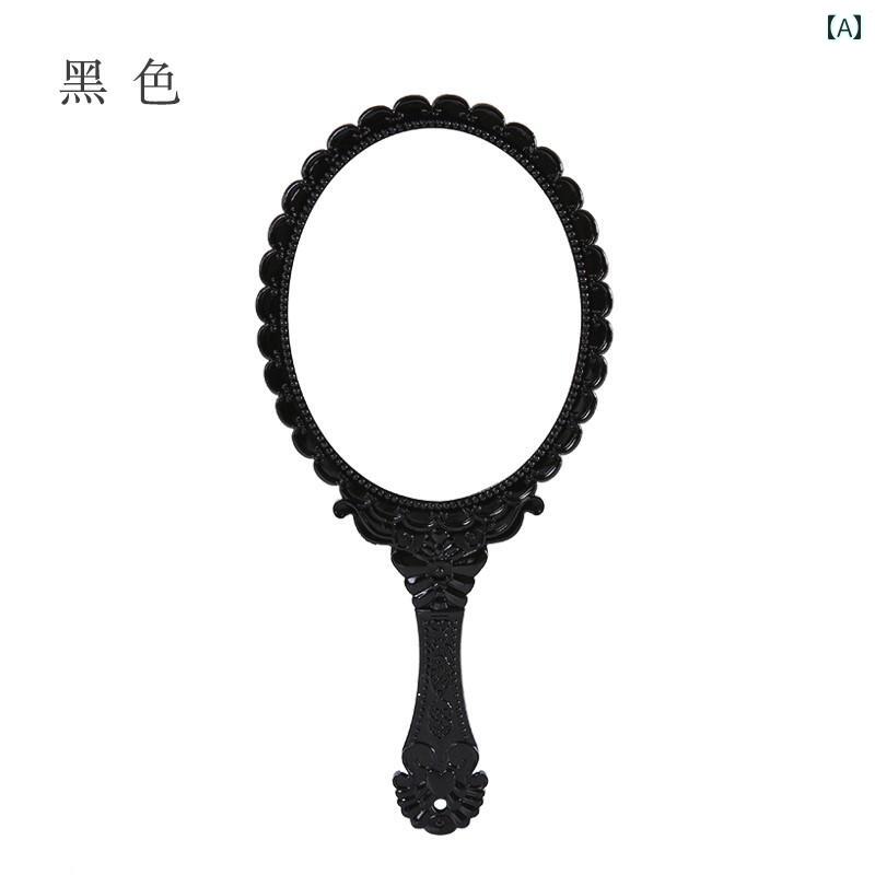 手鏡 コンパクト レトロ ポータブル ハンドヘルド ミラー ハンドル DIY ドレッシング テーブル ホーム ..