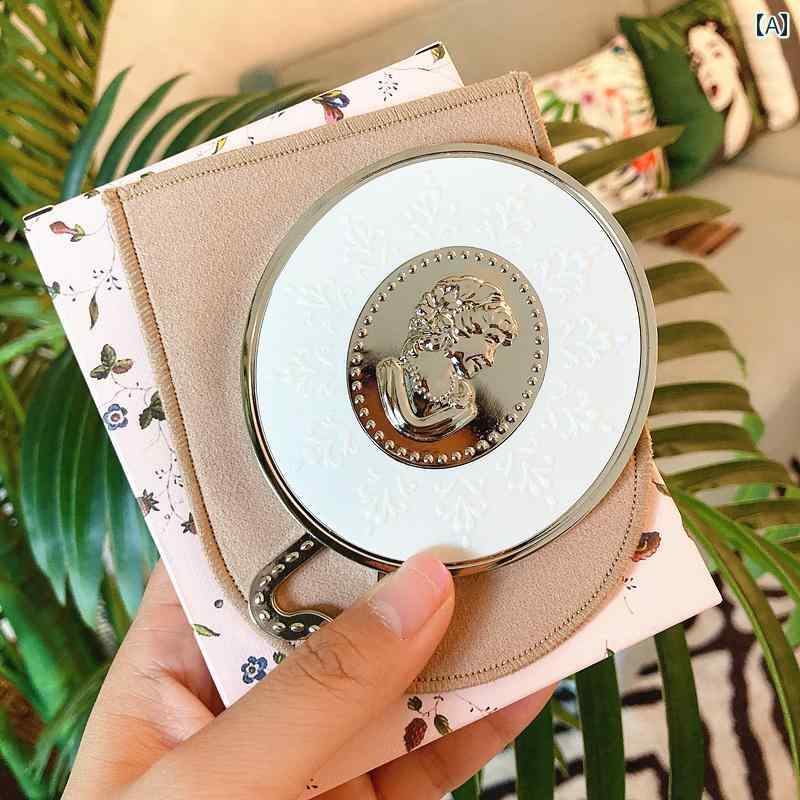 手鏡 コンパクト レディ レリーフ メイクアップミラー 精巧 手持ち ハンドル ミラー 小さい ポータブル 学生 ドレッシング