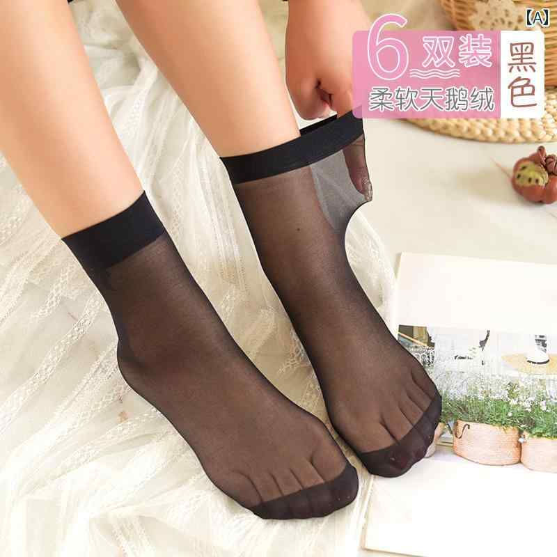 レディース ストッキング 足を 圧迫 しない SK 純正 ベルベット ショートストッキング 6 足、 レディース ショート チューブ ソックス、超 伸縮性が あり 引っ掛かりにくい ソックス