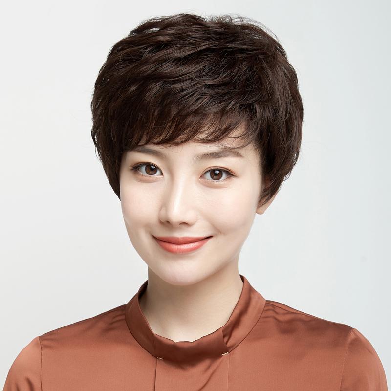 女性用 かつら 女性用 ウィッグ 夏用 ショート ヘア 母 髪 婦人用 フル ヘッド セット 人 毛