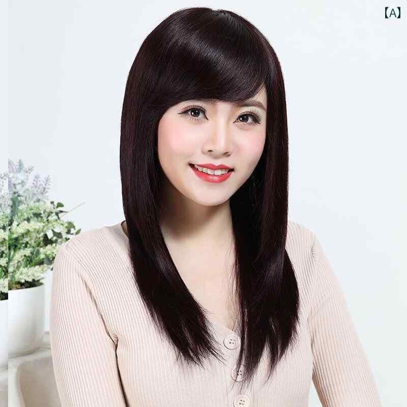 女性用 かつら 女性用 ウィッグ ロング ストレート ヘア 目に 見えない シームレス フル ヘッド セット リアルな ミディアム 滑らかで 自然な レディース...