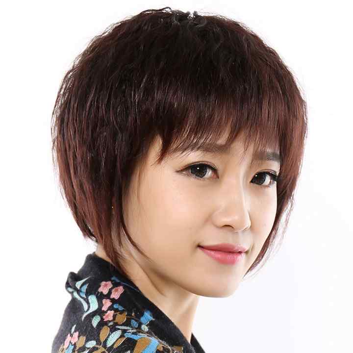 女性用 かつら ママ ウィッグ 女性 ショート ヘア セット ナチュラル 中年 カール 丸顔 リアル フル ヘッド スタイル