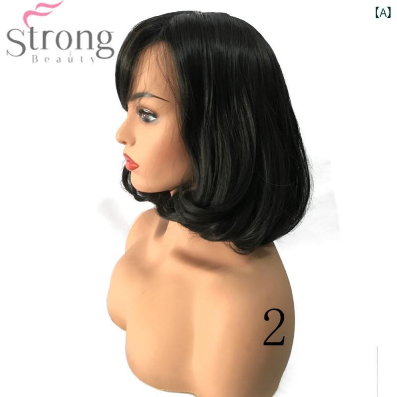 女性用 かつら 女性用 ウィッグ ボブ ヘッド ブラック ダークブラウン ナチュラル リアル フェイス トリミング フルウィッグ セット