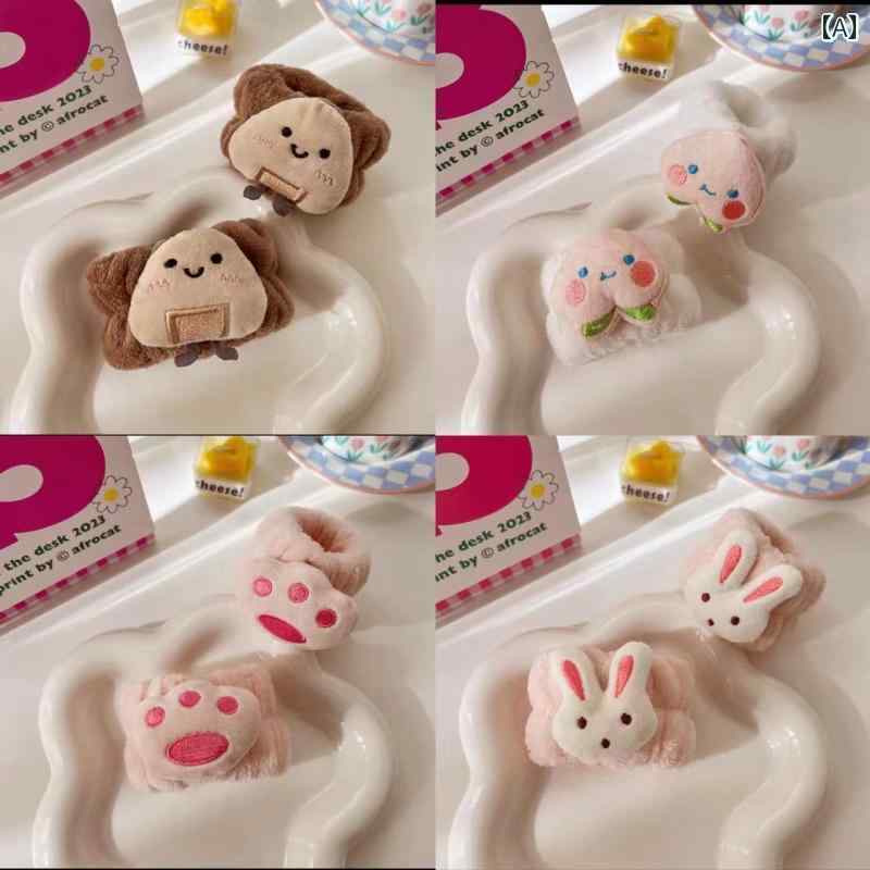 吸水 リストバンド 洗顔用 防水 リスト バンド かわいい チーズ トースト 水滴や 湿気を 防ぐ アーティファクト 吸水性 ヘッド イチゴ クマ