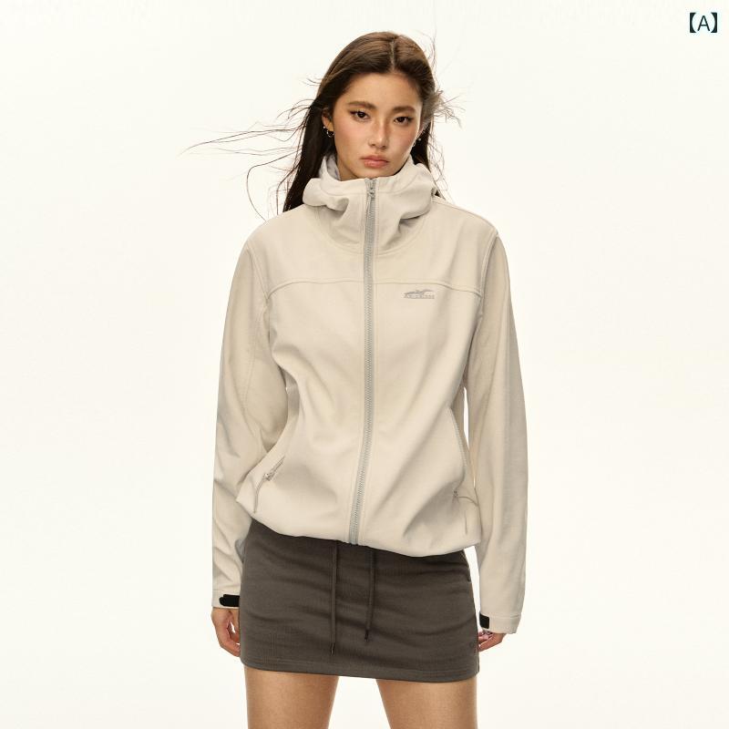 パーカー マウンテン アウトドア Ariseism アメリカン レトロ 起 毛 ソフトシェル アウトドア ジャケット レディース 2025 春 新作 小さい サイズ