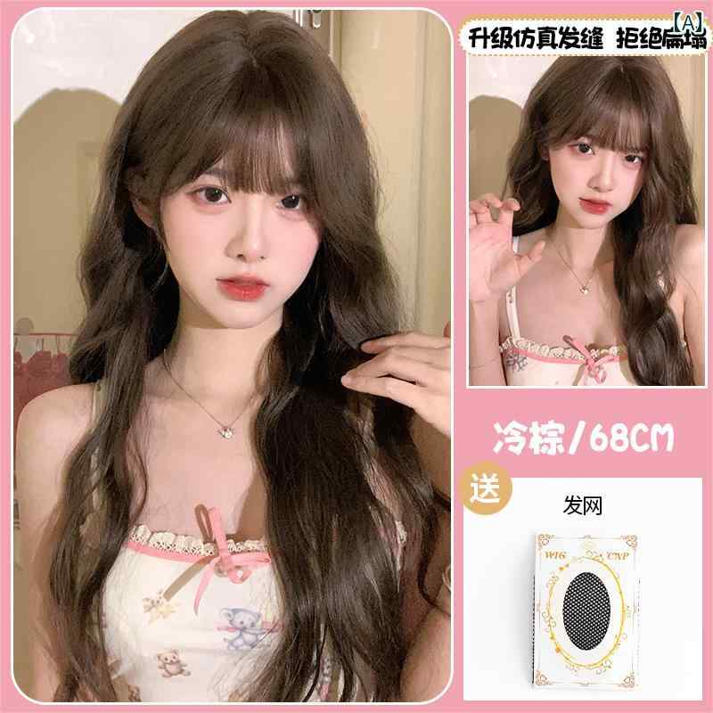 女性用 かつら マン ゼン ウィッグ 女性 フル ヘッド セット ヘーゼルナッツ グレー ブラウン ロング カーリーヘア 雰囲気 ビッグウェーブ ファッション ...