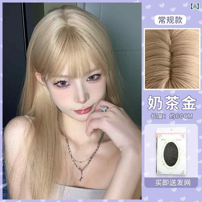 女性用 かつら ニャー ガールズホール プラチナ かつら レディース ロング ヘア ファッション ナチュラル フル ヘッド ギア シミュレーション 人 毛 ウィ...