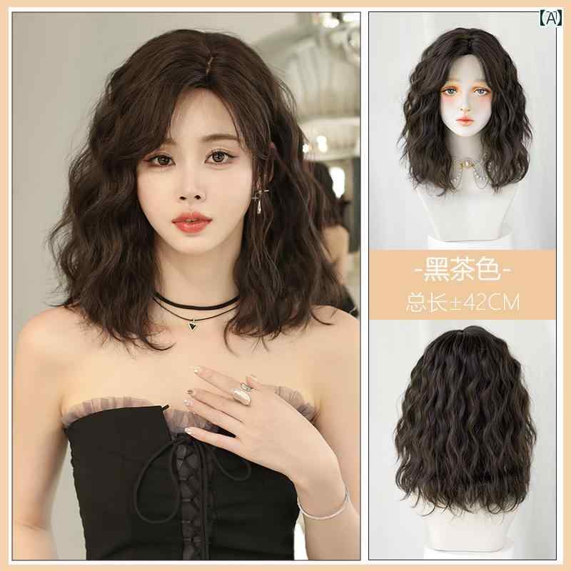 女性用 かつら ショート ヘアウィッグ 女性用 フル ヘッド カバー シミュレーション ナチュラル ウール カール カーリーヘア カーリー ウィッグ セット