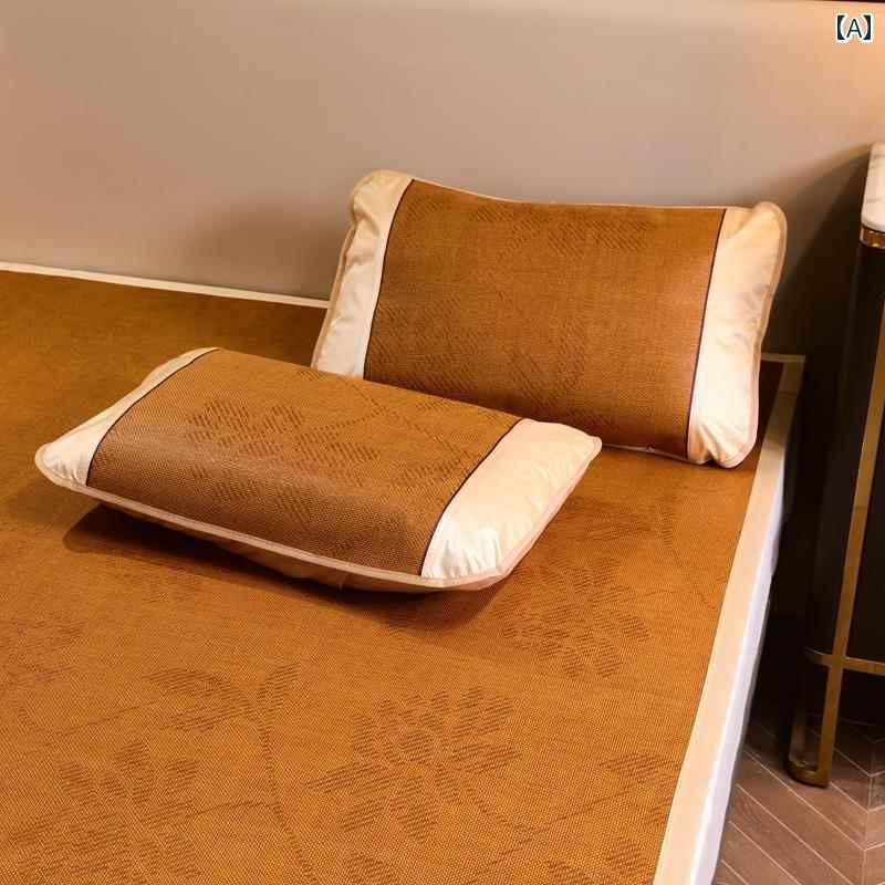 枕 クッション 竹 マット クールマット 夏用 枕 カバー 2 組 大人用 籐 芯 シングル 固定 可能