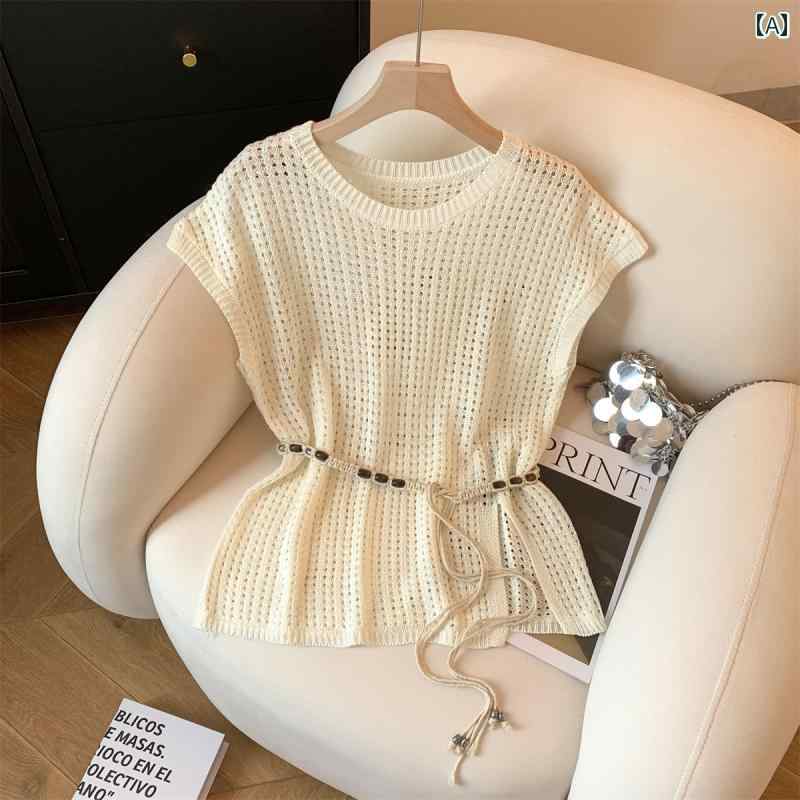 サマーニット レディース カウンターは 大きい の カット ラベル フライング スリーブ 日焼け防止 ニッ..