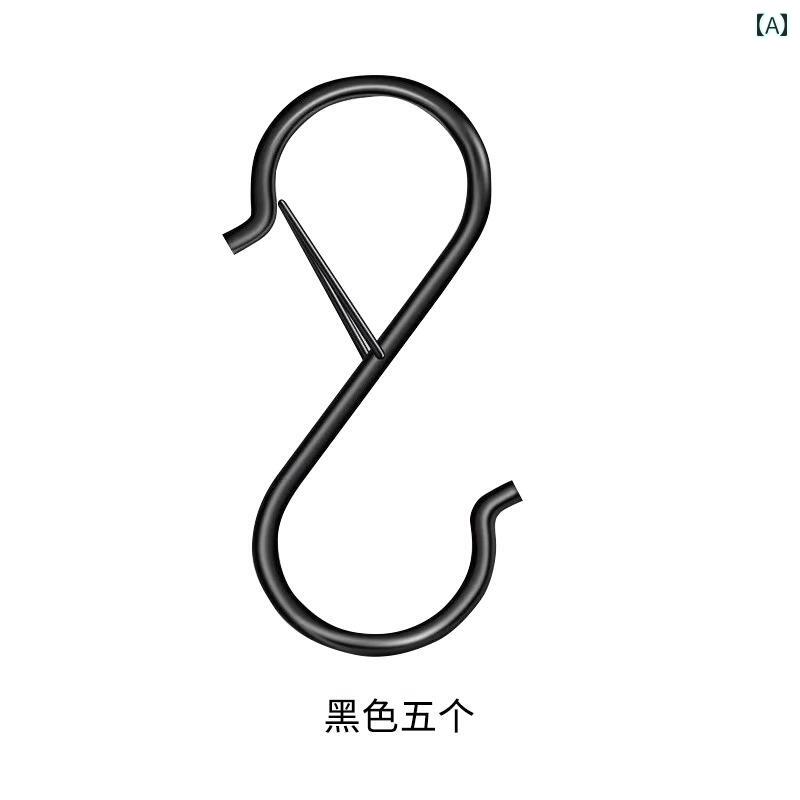 フック 壁 壁掛け アップグレード された 金属製 ソリッド スプリング バックル S フック 防 風 キッチ..