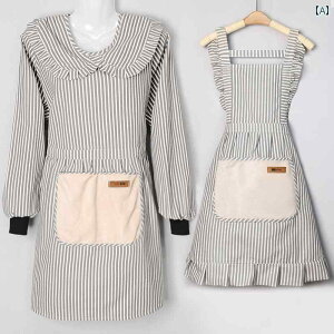 エプロン おしゃれ キッチン 新型 女性用 長袖 エプロン、 家庭 キッチン用 特殊 作業 服、 春秋、 高級 防 汚 オーバー オール、 ネット セレブ 調理用 チョッキ