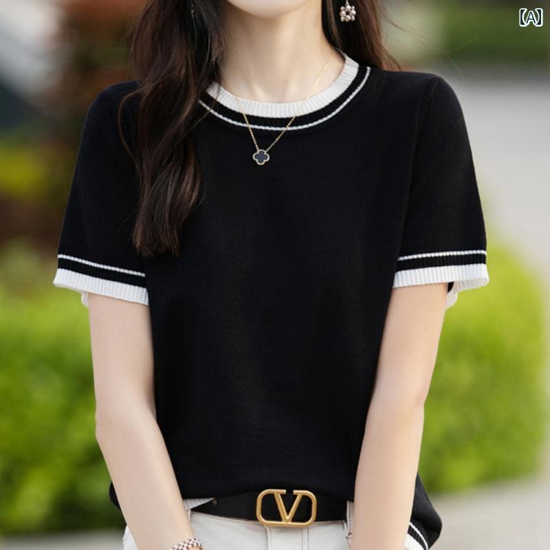 サマーニット レディース ゲディ モールの 2025夏の Tシャツと 同じ スタイル レディース 高級 冷感 半..