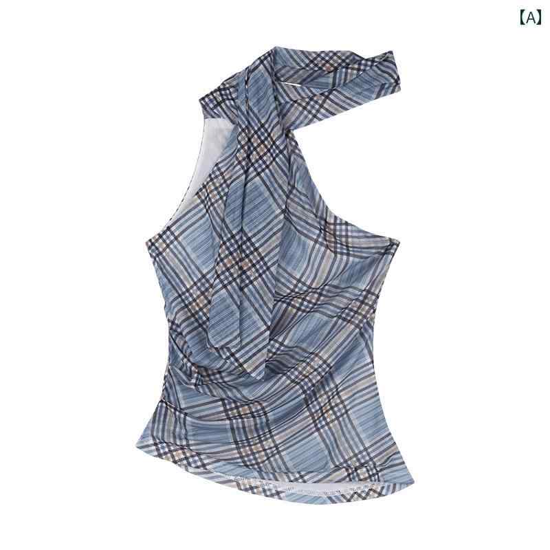 レディース トップス ホルターネック レディース トップス ホルターネック 赤い チェック 柄 リボンの バックレス ホルターネックキャミソール、 女性用、 夏用、 スリムフィット インナーウェア デザイン、 ホット ガール トップ アウターウェア
