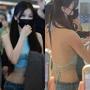 レディース トップス ホルターネック レディース トップス ホルターネック Yu Shuxin 同じ スタイルの フレンチブルー ホルターネック 腹 帯 トップ サスペンダー バケーションスタイル セクシーな 背中の 開いた ホット ガール ベスト 女性