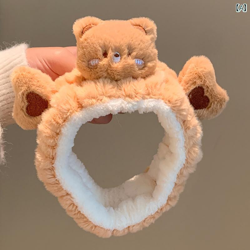 カチューシャ かわいい レディース かわいい 柔らかい ワックス クマの 耳 洗顔 ヘッド バンド 女性 化..