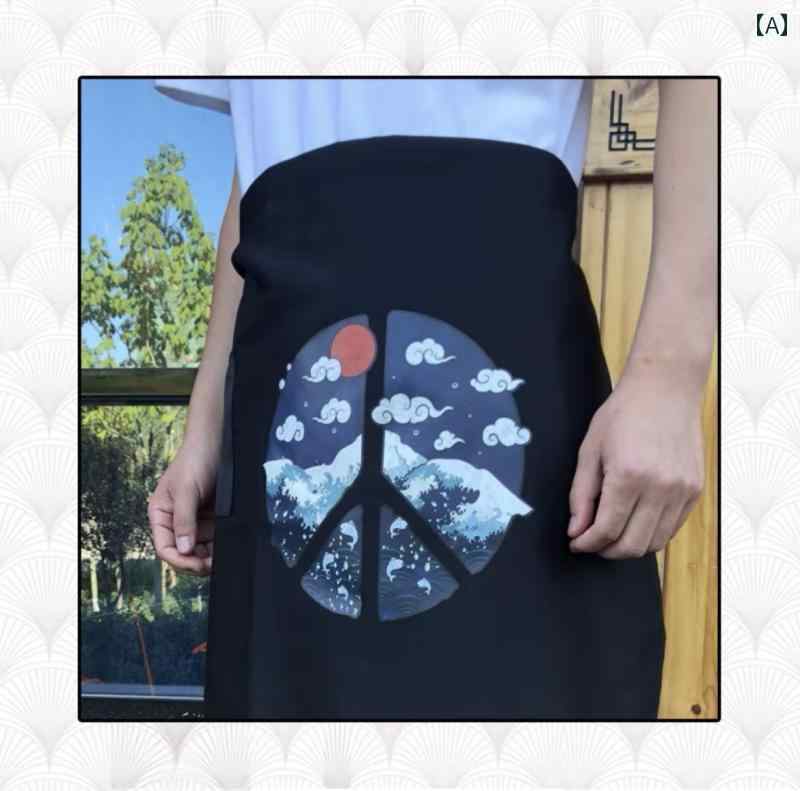 調理用 エプロン 料理 寿司 シェフの 制服 メンズ レディースの ミドル 丈 エプロン プリント入り 食 レストランの ウェイター用 作業用