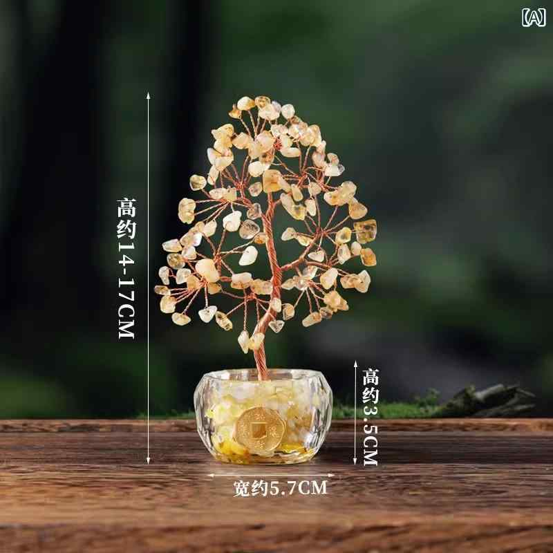 送料無料 おもちゃ ホビー 天然 ピンク アメジスト シトリン ツリー オーナメント 五 行 マスコット オフィス デスク トップ マネー ショップ ギフト