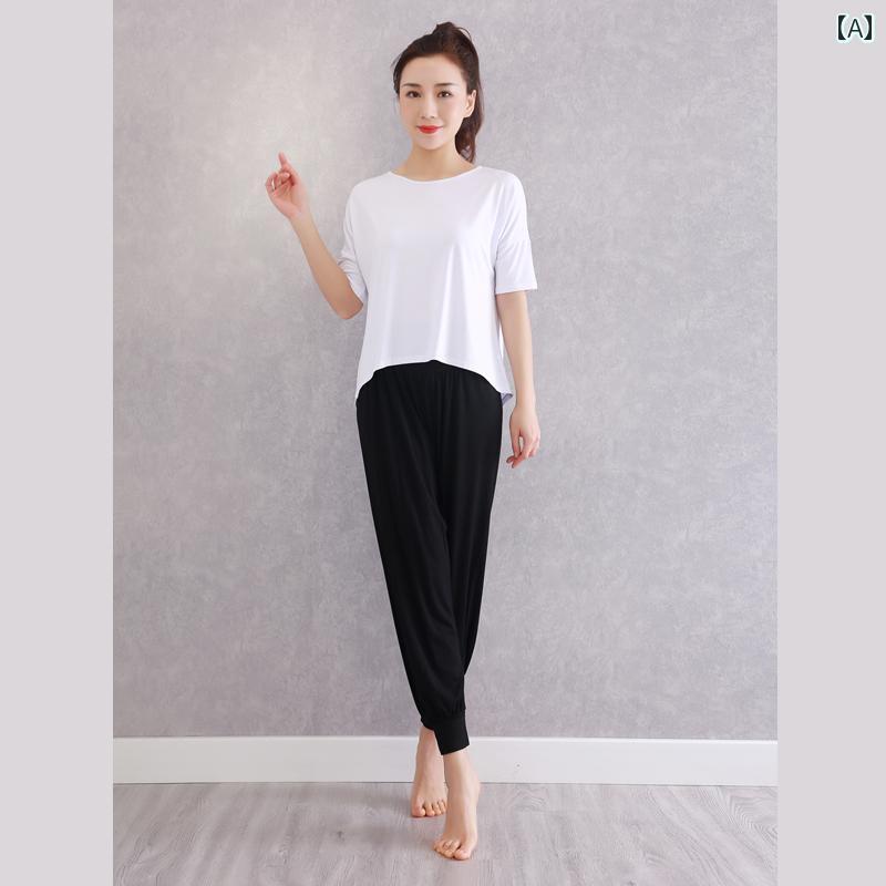 レディース　エクササイズ　パンツ 春夏用 女性 ダンス スーツ 大人用 モダール モダン 衣装 ゆったり した 大きいサイズボディスーツ 美術 試験 トレーニング 服