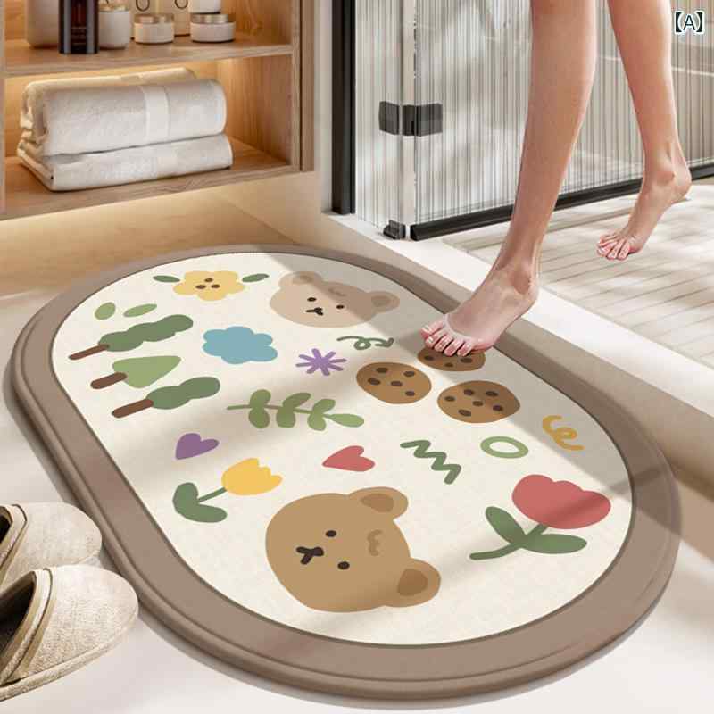 バスマット 浴室用 吸水性 滑り止め バス ルーム フロア マット 珪 藻 土 トイレ 家庭用 カー ペット ..