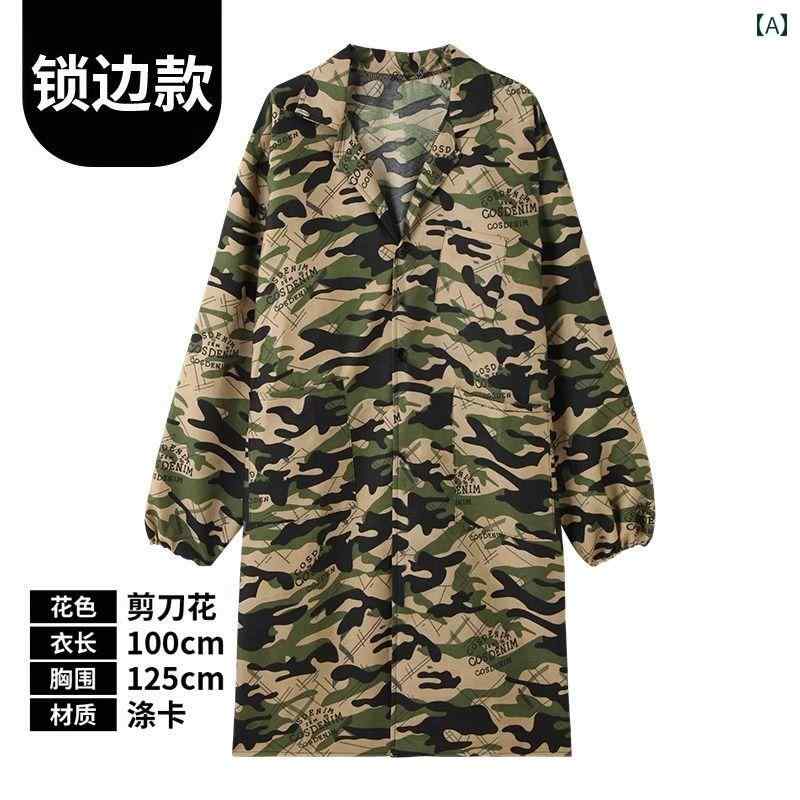 送料無料 作業服 セット 冬 用 防 汚 オーバー オール、超長 防水・ 耐 摩耗 作業 服、 長袖 メンズ 迷彩 コート