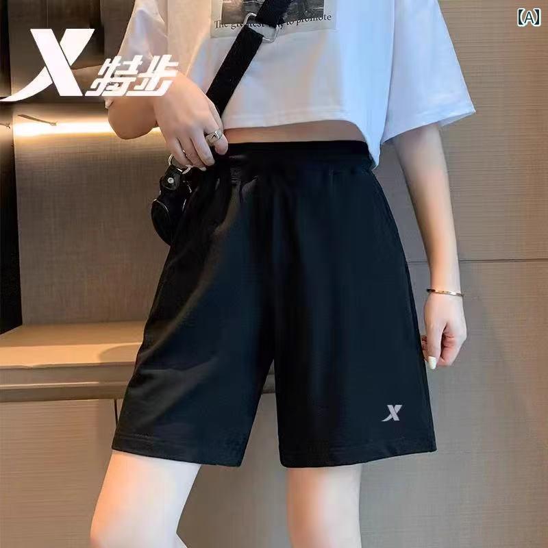 送料無料　ショートパンツ　ハーフパンツ Xtep スポーツ ショーツ レディース 夏 新作 ストレート アイス シルク 速 乾 ゆったり 大きい サイズ ランニング カジュアル パンツ