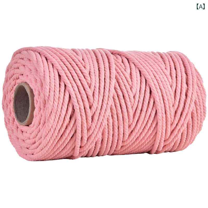 毛糸 家庭用 5 mm 100 m 色付き コットンロープ DIY 手編み 厚手 薄手 装飾用 織り タペストリー ロープ 結束