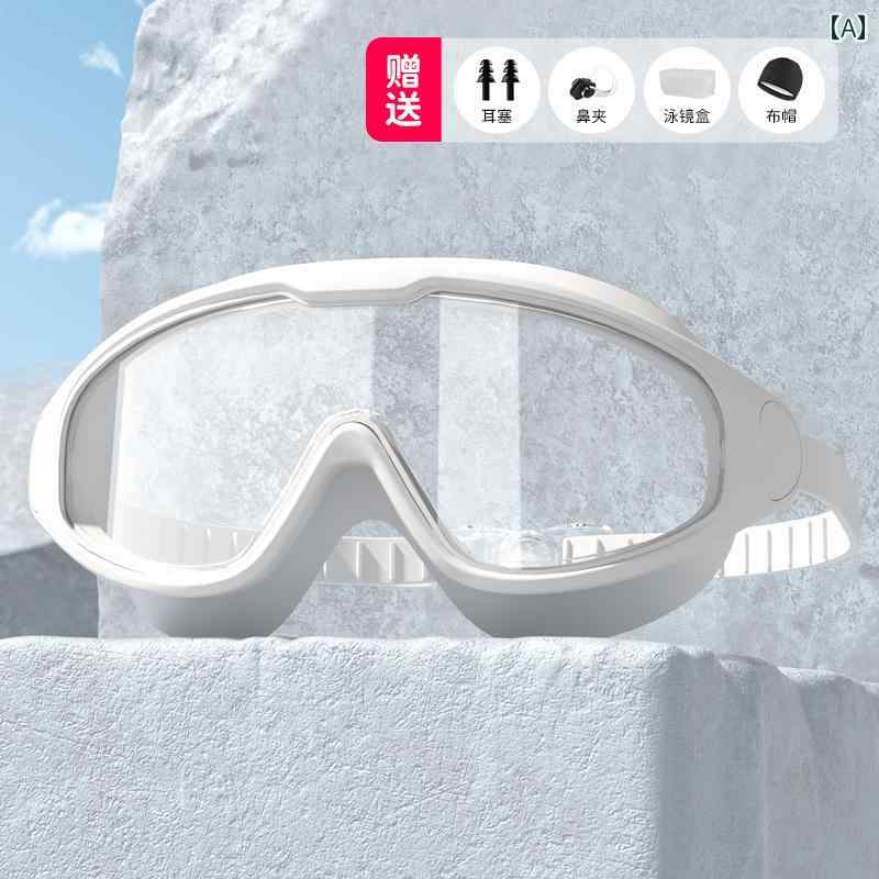 スイミング ゴーグル メンズ スイミング ゴーグル HD 大型 フレーム 曇り 止め 防水 近視用 キャップ 男女兼用 プロ 仕様 ダイビング 器材 セット