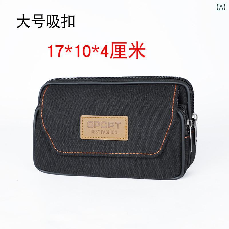 メンズ ウェスト ポーチ バッグ メンズ キャンバス 建設 現場 作業用 スマートフォン バッグ 6インチ 6..