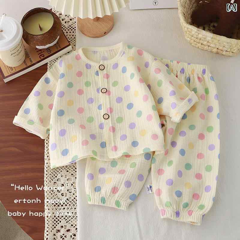 ベビー パジャマ 赤ちゃん用 子供用 ガーゼ パジャマ セット 夏用 薄手 カーディガン 男の子と 女の子 ..