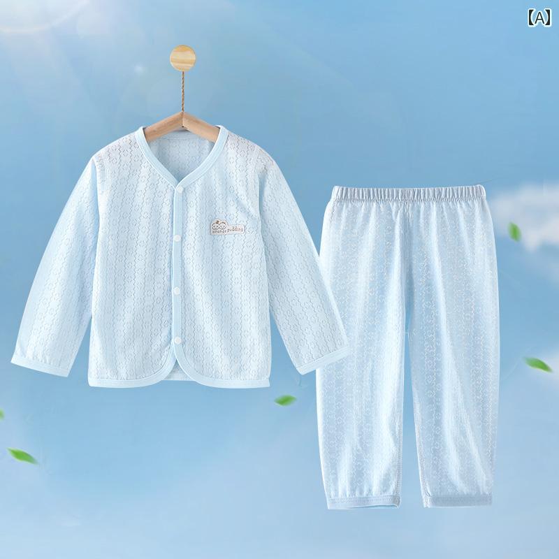 ベビー パジャマ 赤ちゃん用 ベビー パジャマ セット 夏の 竹 繊維 男の子と 女の子 薄手 長袖 ズボン ..
