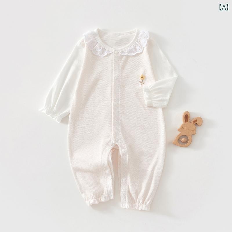 ジャンプスーツ パジャマ 赤ちゃん用 ベビー ジャンプスーツ 夏 薄型 骨なし 長袖 新生児 空調 服 パジャマ ロンパース お出かけ 夏服