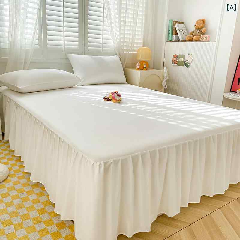 インテリア ベッド スカート 春夏 無地 韓国 ウォッシュ コットン ベッド スカート ワンピース カバー アグリー ダストカバー シーツ 付き エプロン セット