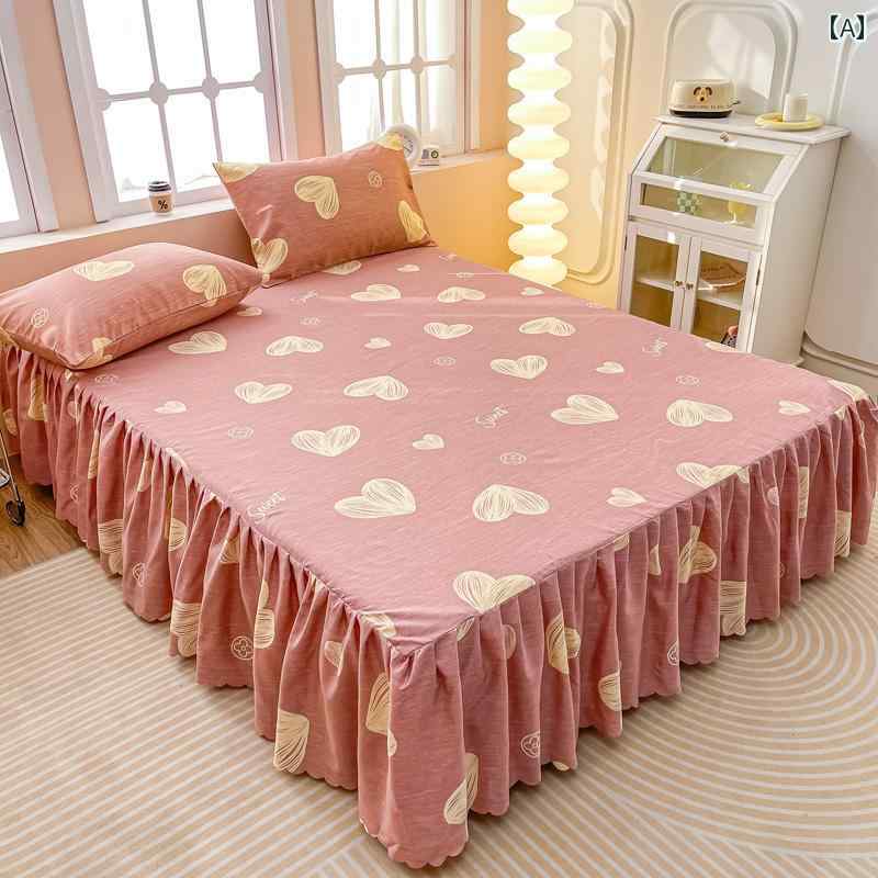 インテリア ベッド スカート 韓国 サンド 加工の 滑り止め ベッド スカート ベッドスプレッド シングル..