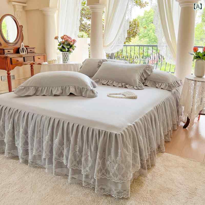 インテリア ベッド スカート の プリンセス ベッド スカート ワンピース 家庭用 レース ベッドスプレッド 保護 カバー シモンズ 汚れ 防止 ダストカバー 4 ピース ユニバーサル