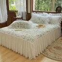 インテリア ベッド スカート フランス 綿 レースの ベッド スカート ワンピース プリンセス キルティング 厚手 コットン ベッドスプレッド ユニバーサルな オール シーズン 対応 滑り止め エプロン