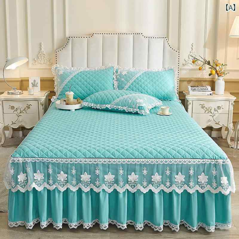インテリア ベッド スカート プリンセス キルティング ベッド スカート 3点 セット レース ワンピース 滑り止め ベッドスプレッド シモンズ マットレス プロテクター 無地 カバー