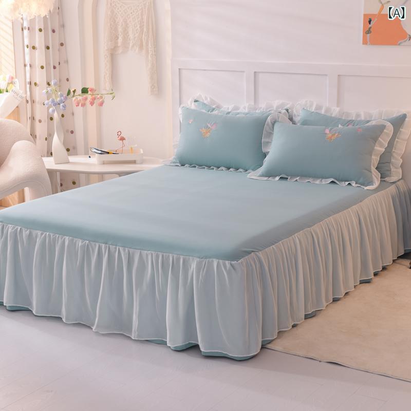 インテリア ベッド スカート 2024年 シフォン シングル ピース ベッド スカート 無地 プリンセス スタ..