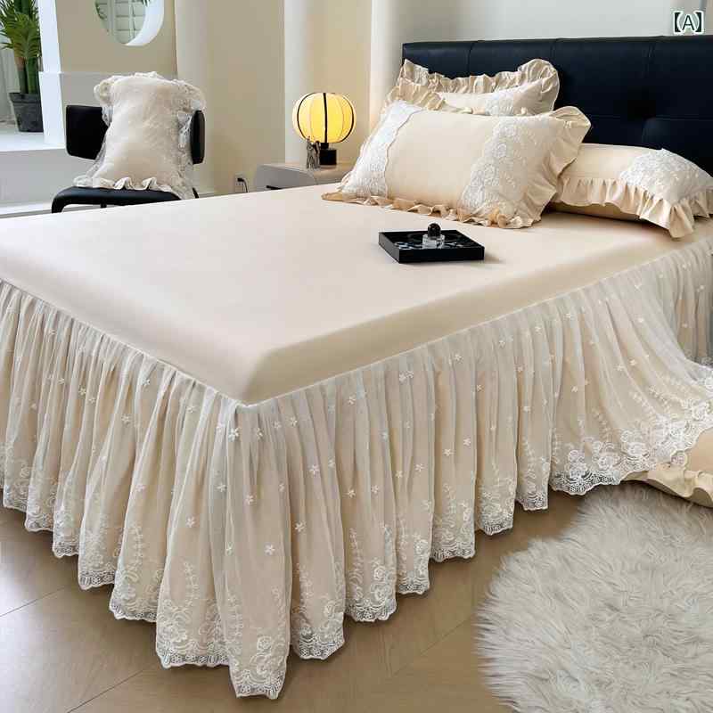 インテリア ベッド スカート 2024年新 A タイプ ウォッシュ コットン ベッド スカート 3点 セット レー..