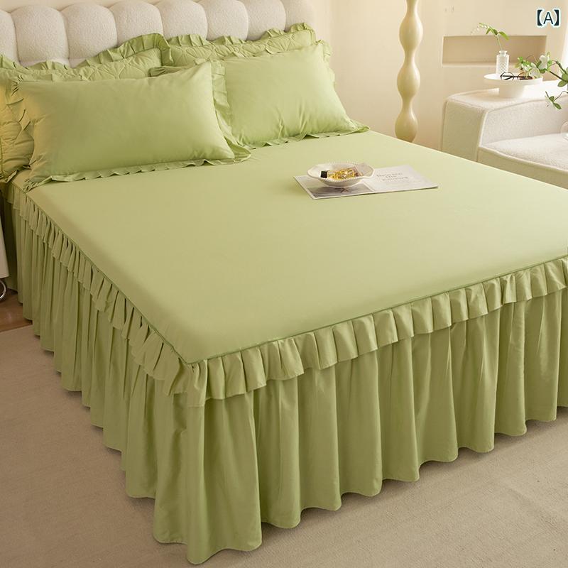インテリア ベッド スカート クラス A 綿 シングル ベッド スカート プリンセス レース スタイル 無地 ..