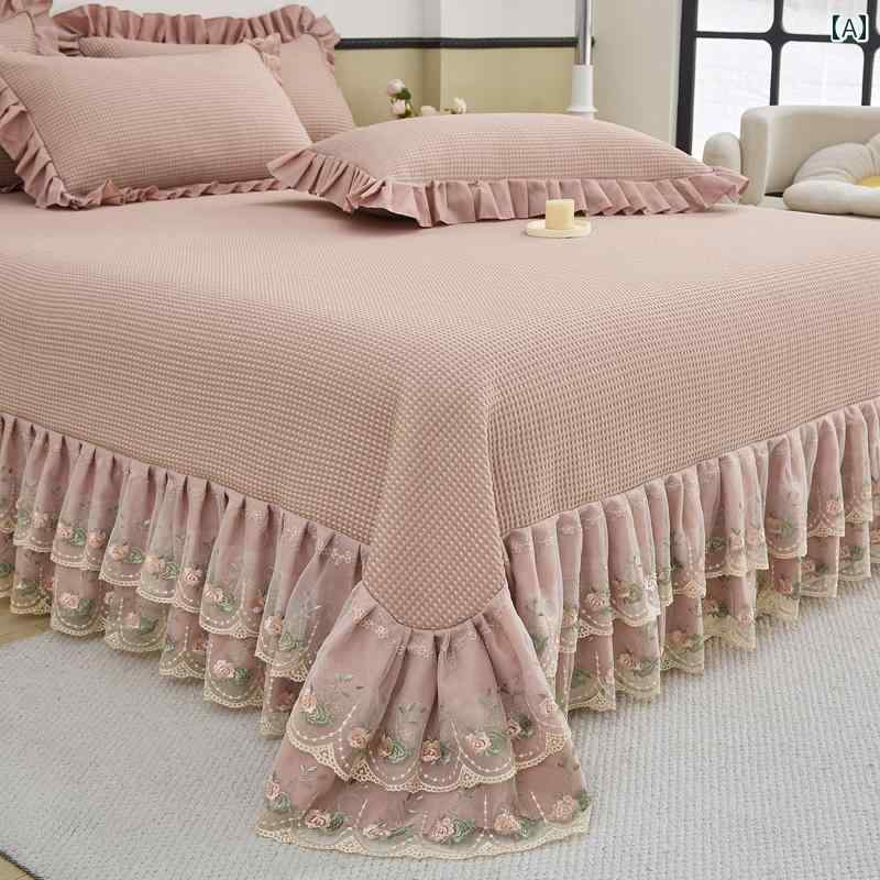 インテリア ベッド スカート ワッフル クール ビーンズ 冷感 マット 3点 セット ベッド スカート カバ..