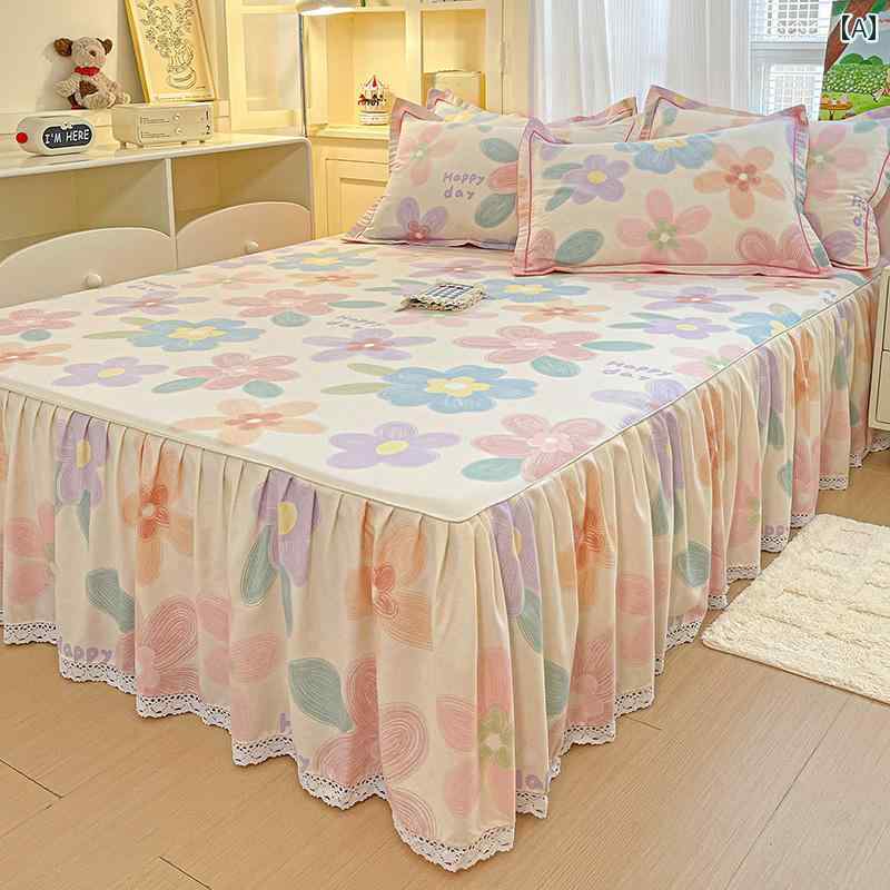 インテリア ベッド スカート 綿 起毛 ベッド スカート シングル ピース 2025 オール シーズン ユニバー..