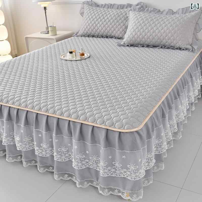 インテリア ベッド スカート 2024年 ラテックス マット ベッド スカート 3点 セット 夏用 無地 クール ..