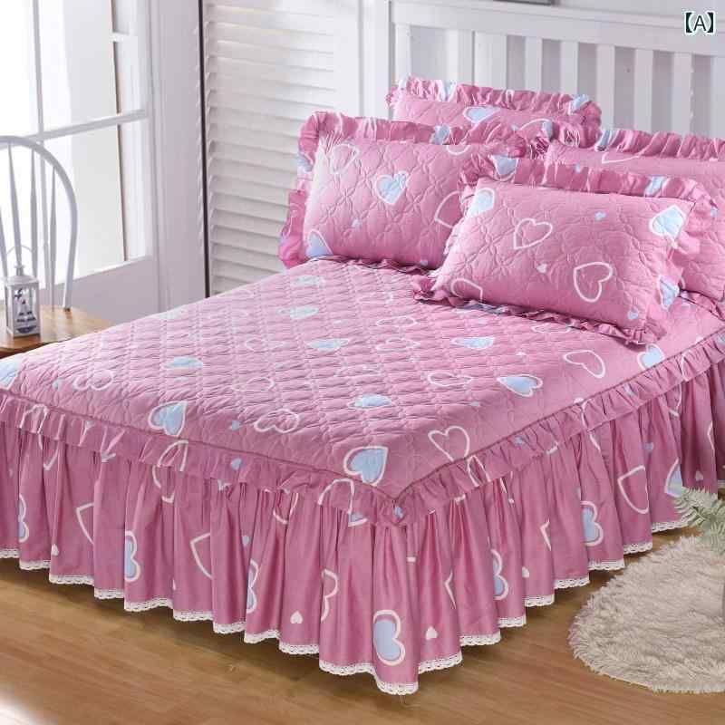 インテリア ベッド スカート コットン キルティング ベッドスプレッド ベッド スカート シングル ピー..